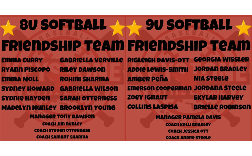 8U and 9U Softball Friendship Teams